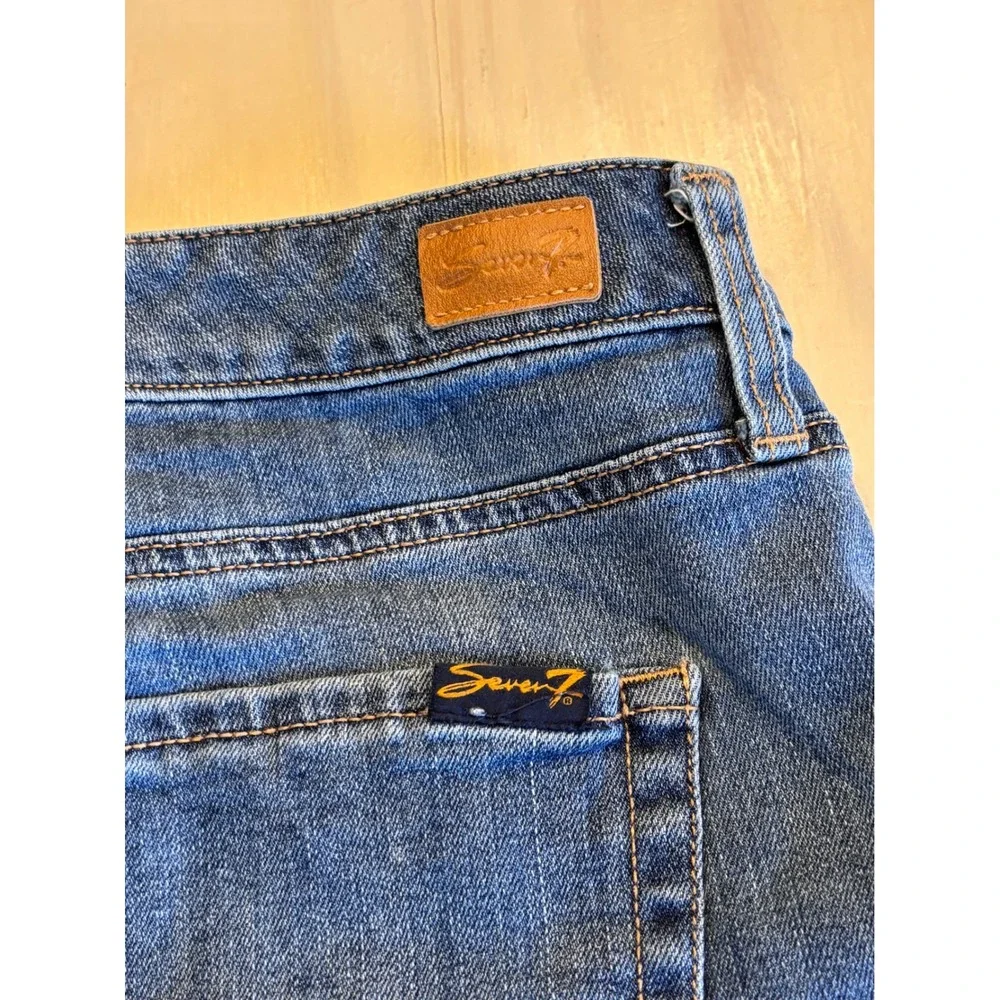 Seven7 Womens Size 14 Blue Denim Cutoff Shorts Raw Hem Stretch Mid Rise RN109890